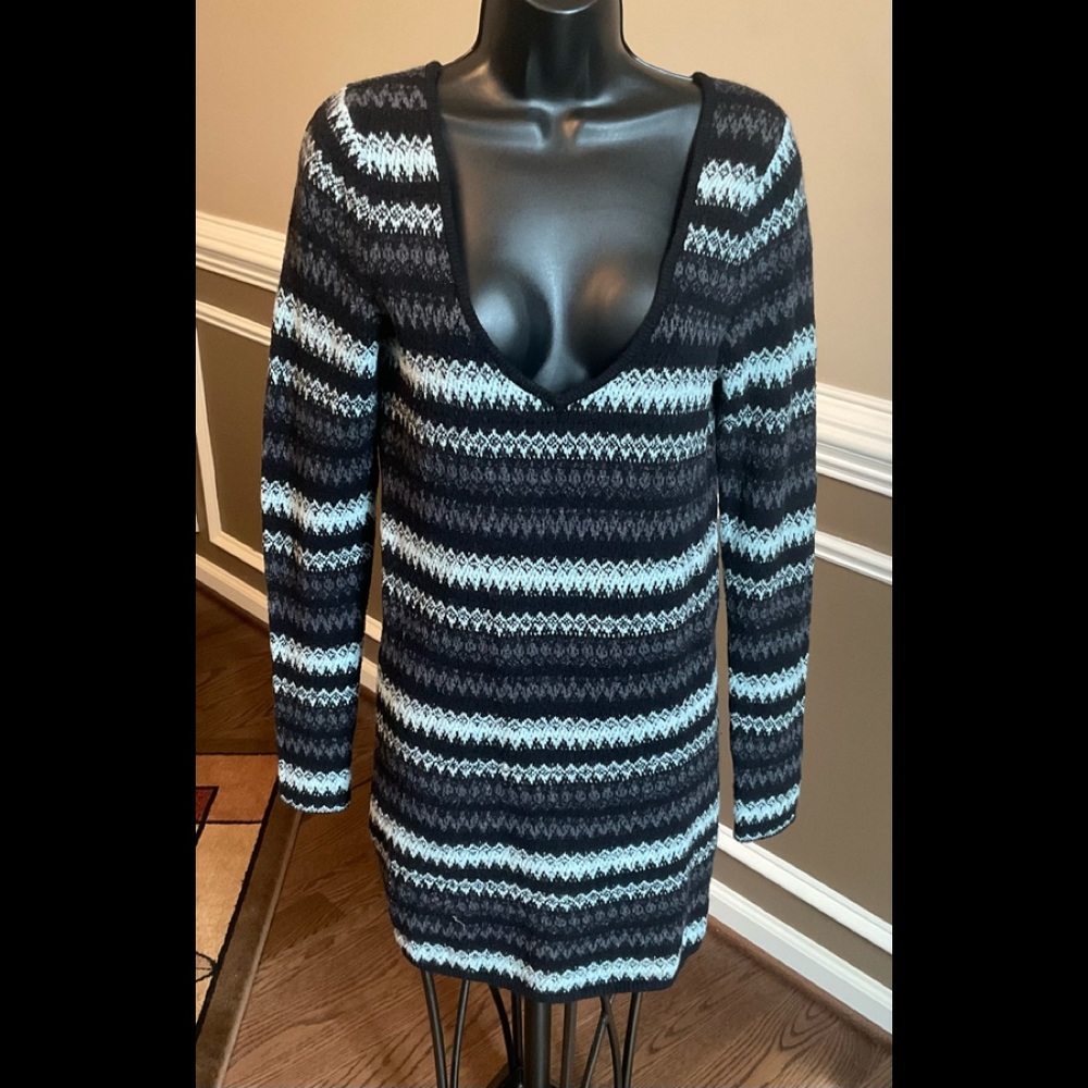 Black, Gray and Pale Blue/Silver Sweater/Tunic Dress by Free People